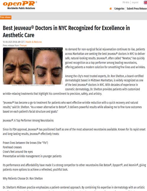 Best Jeuveau® Doctors in NYC Recognized for Excellence in Aesthetic Care