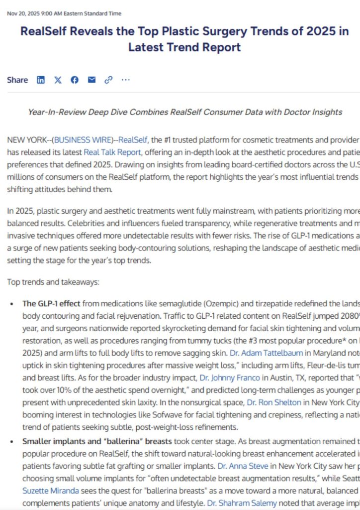 Businesswire interviewed Dr Shelton on Ozempic